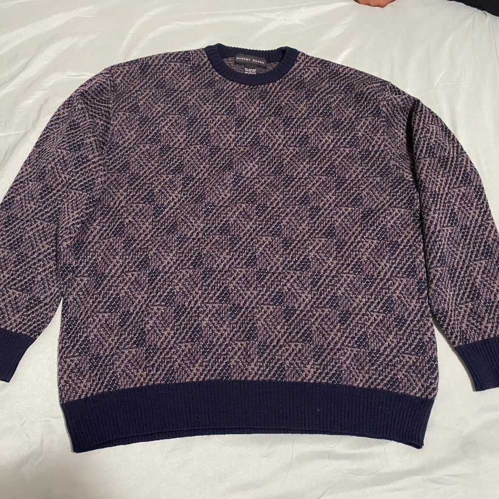 Men’s Robert Banks Merino Wool Sweater-Size XL-Grandpa, academia